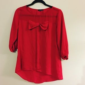 Love Haight Red Bow Blouse Top Medium